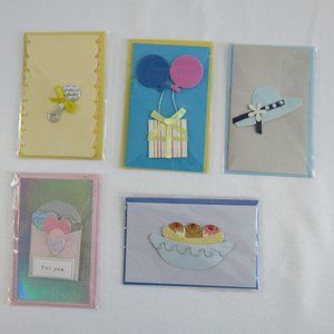 Burgoyne 3D Note / Gift Card Holders with Envelopes Lot of 5 Birthday, Baby